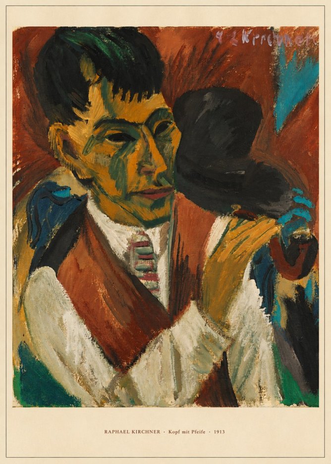 Raphael Kirchner Kopf Mit Pfeife No6 - Poster