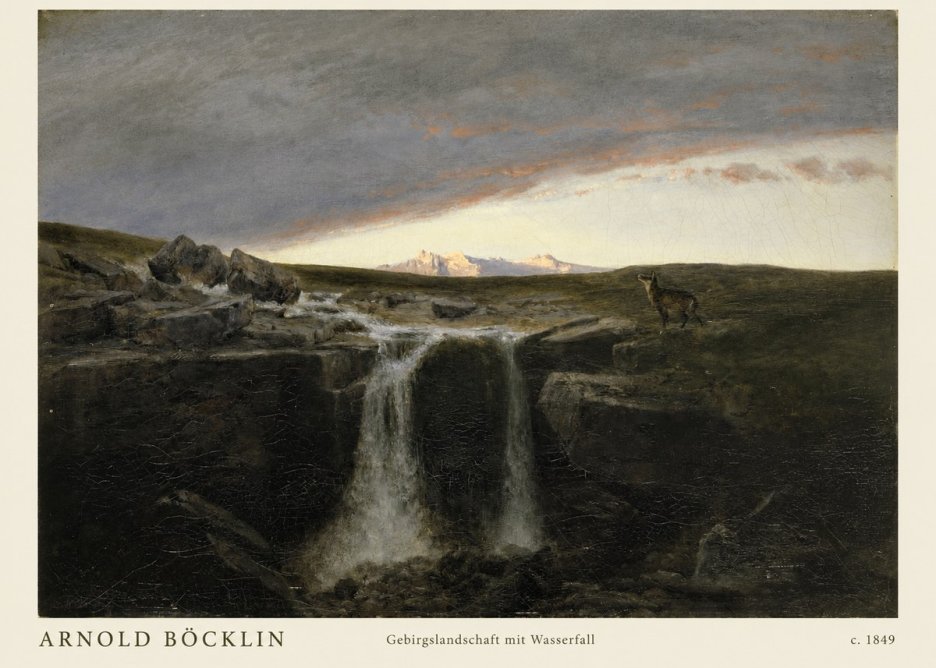 Arnold Böcklin Gebirgslandschaft Mit Wasserfall No2 - Poster