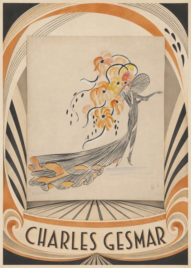 Charles Gesmar Lady with Floral Headdress No4 - Poster