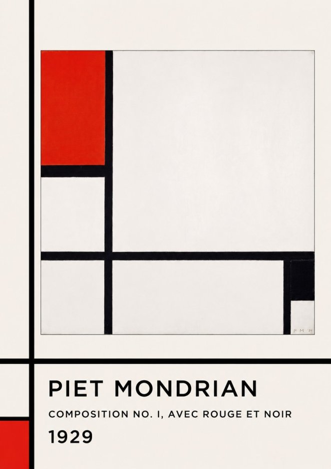 Piet Mondrian Composition No. I, Avec Rouge Et Noir No1 - Poster