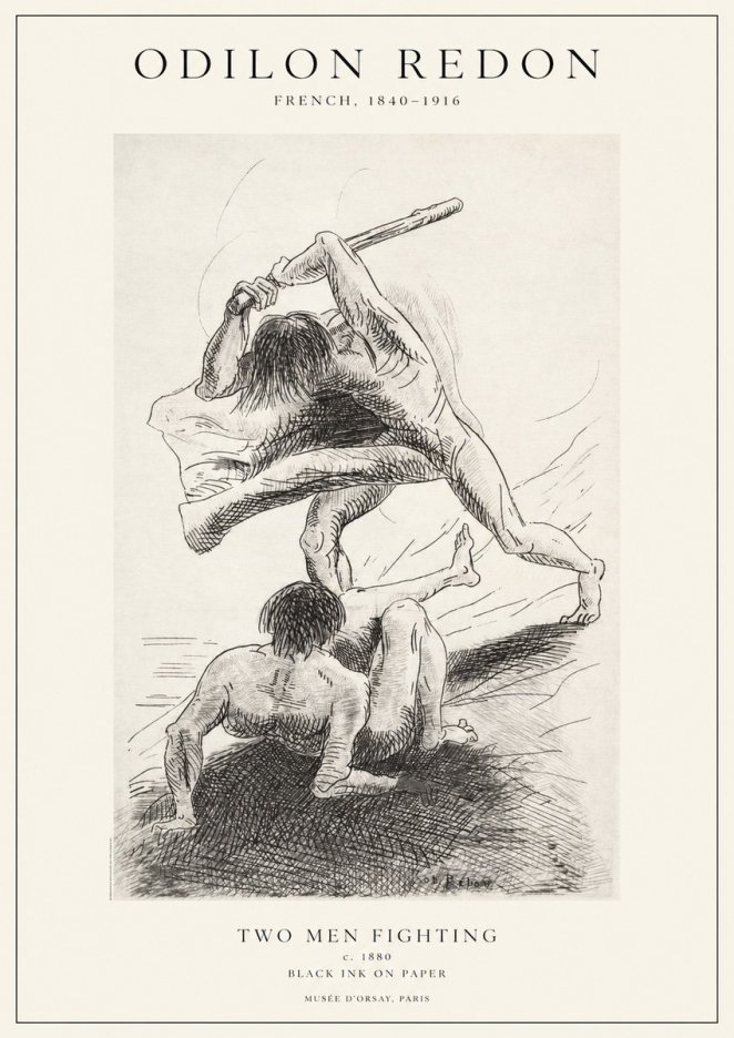 Odilon Redon Two Men Fighting No1 - Poster