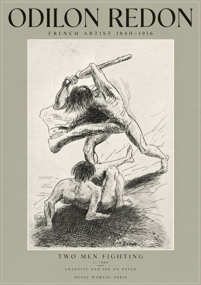Odilon Redon Two Men Fighting No3 - Poster