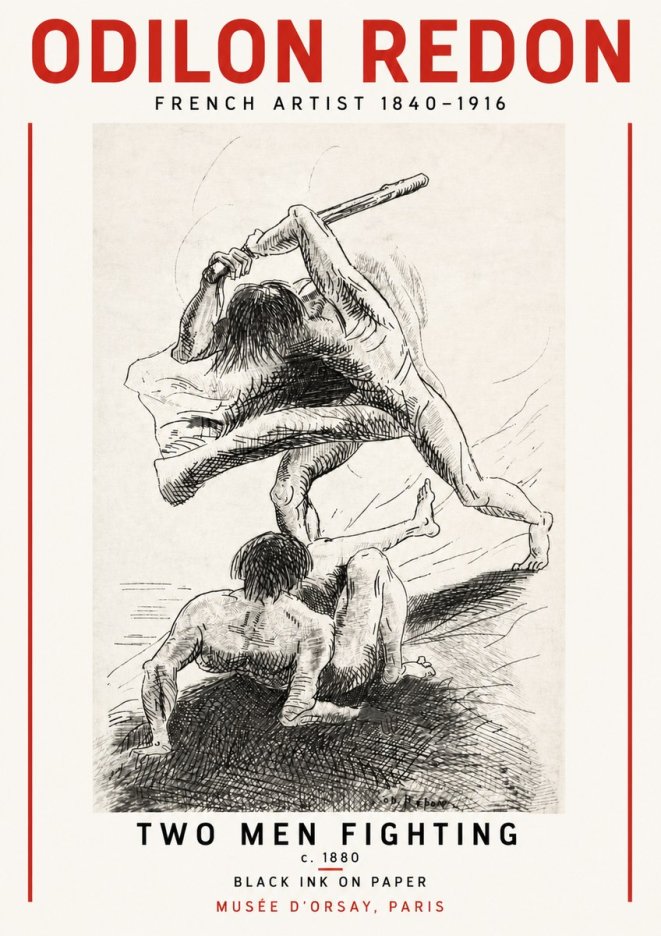 Odilon Redon Two Men Fighting No5 - Poster