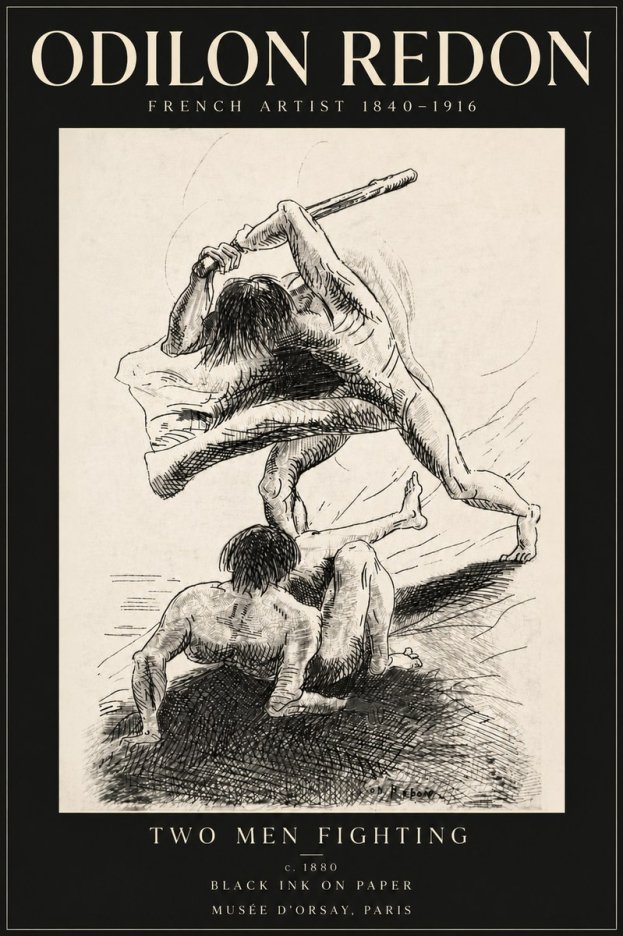 Odilon Redon Two Men Fighting No6 - Poster