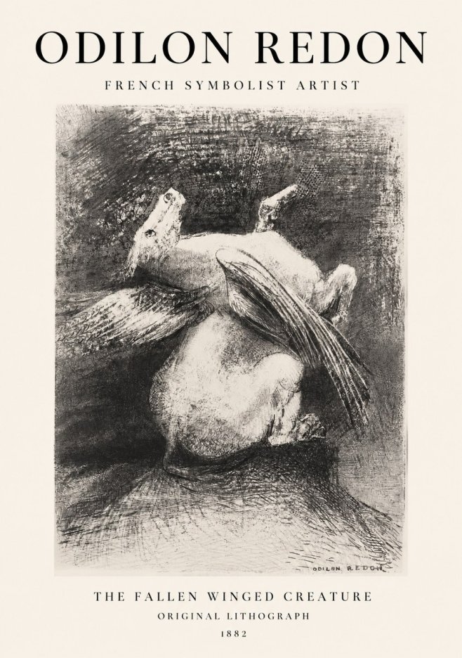 Odilon Redon The Fallen Winged Creature No1 - Poster