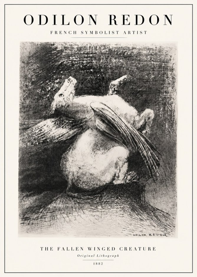 Odilon Redon The Fallen Winged Creature No3 - Poster