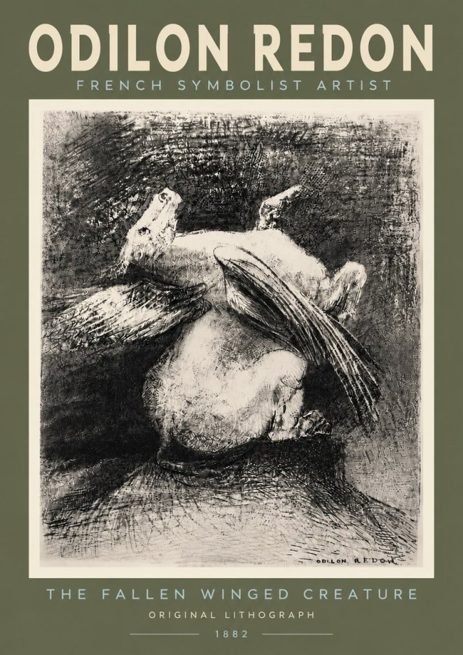 Odilon Redon The Fallen Winged Creature No4 - Poster