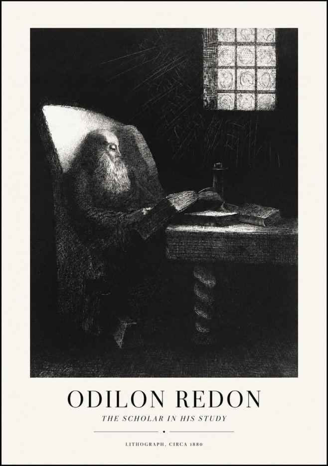 Odilon Redon The Scholar in His Study No1 - Poster