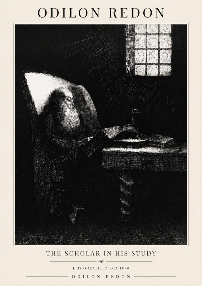 Odilon Redon The Scholar in His Study No6 - Poster