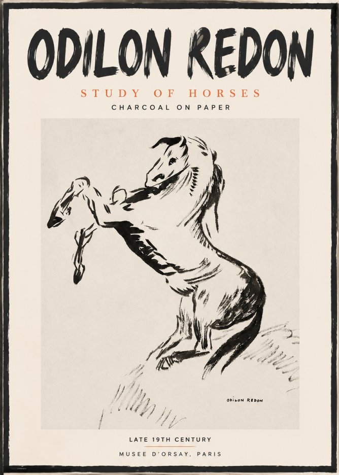 Odilon Redon Study of Horses No2 - Poster