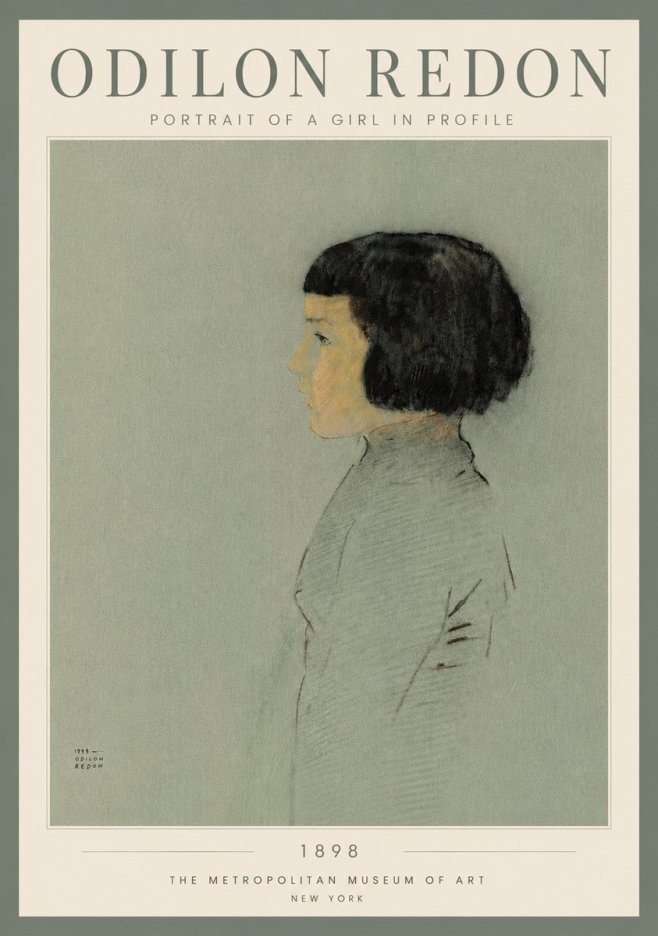 Odilon Redon Portrait of a Girl in Profile No4 - Poster