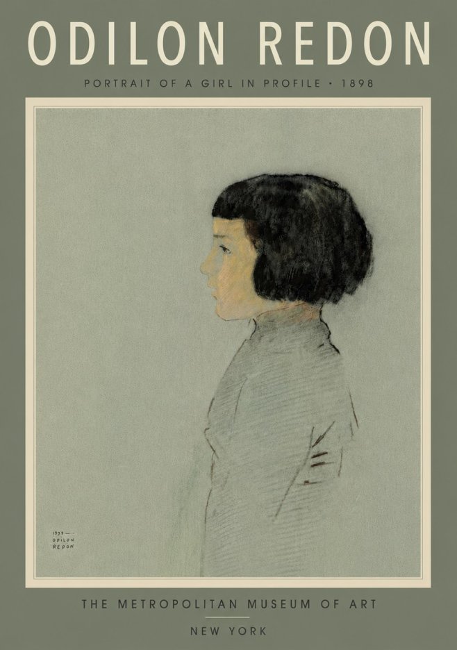 Odilon Redon Portrait of a Girl in Profile No6 - Poster