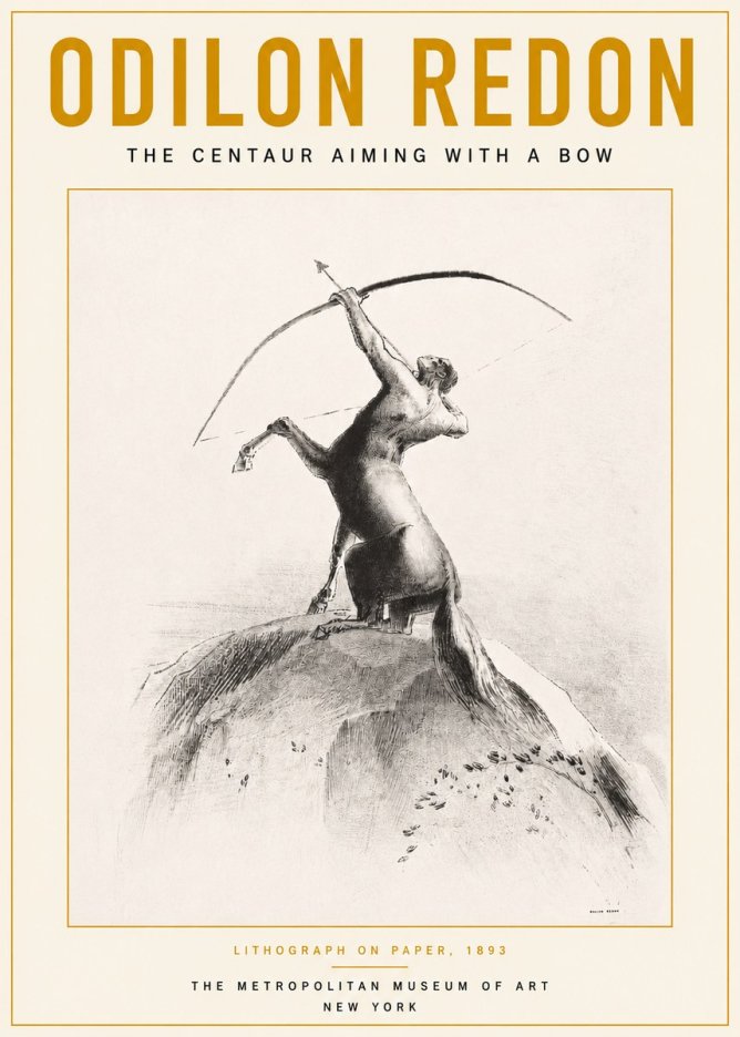 Odilon Redon The Centaur Aiming with a Bow No3 - Poster