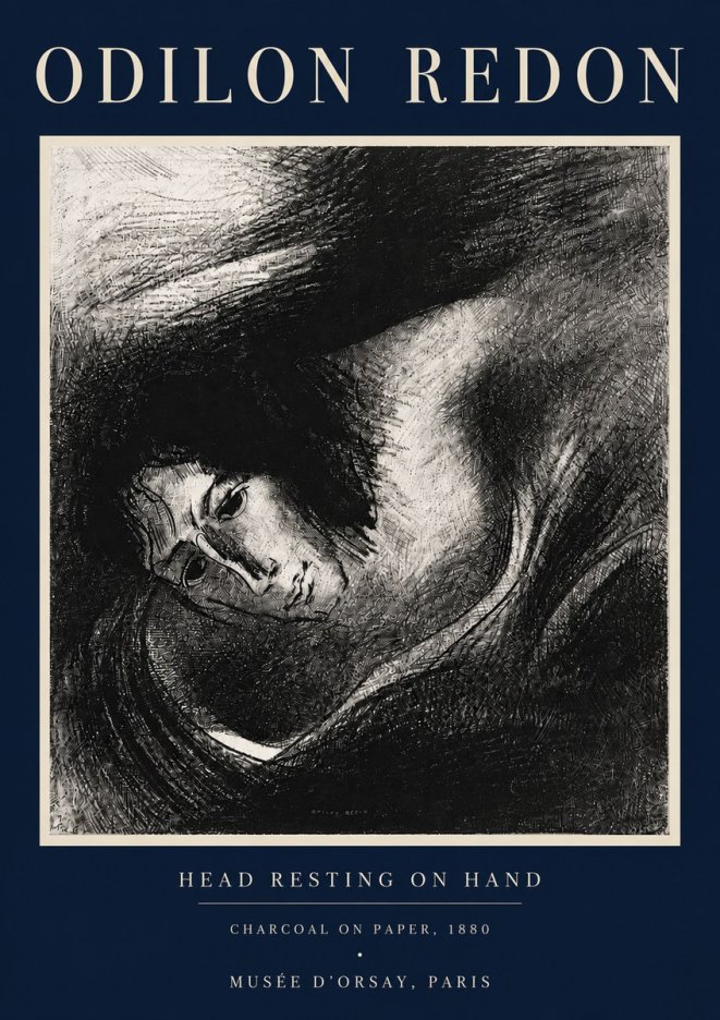 Odilon Redon Head Resting on Hand No4 - Poster