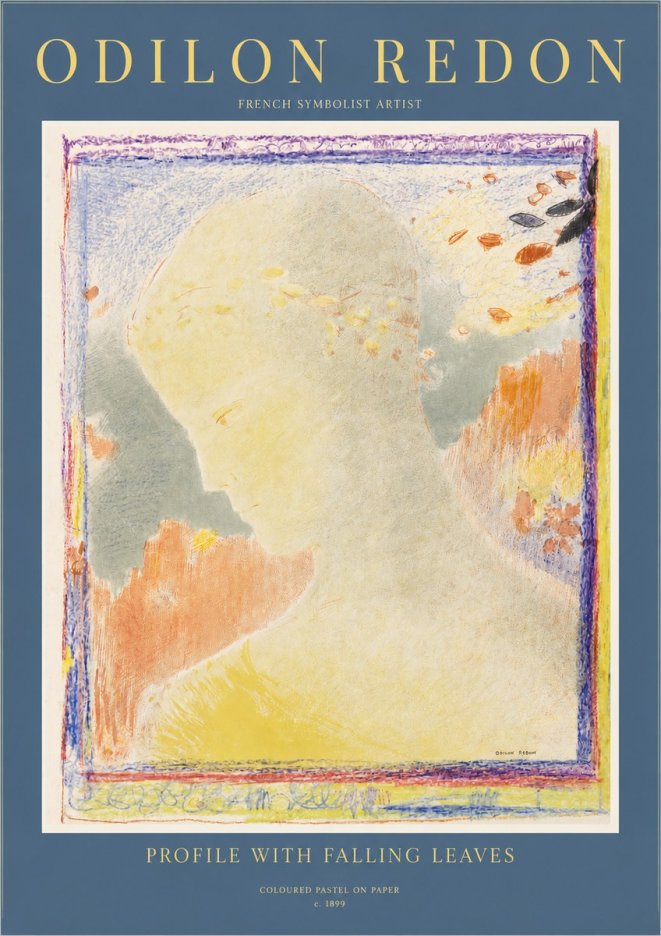 Odilon Redon Profile with Falling Leaves No2 - Poster