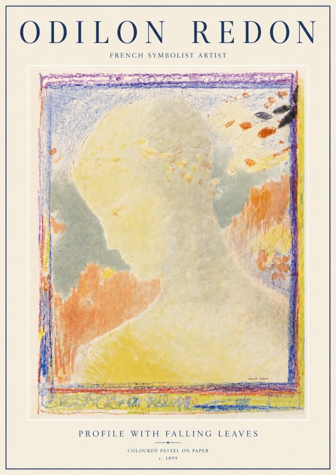 Odilon Redon Profile with Falling Leaves No6 - Poster