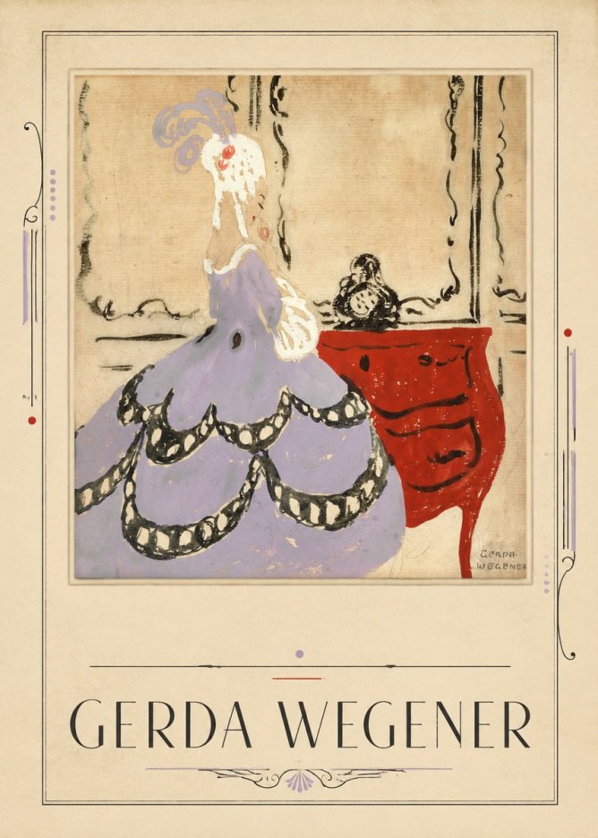 Gerda Wegener Lady in a Mauve Dress No4 - Poster