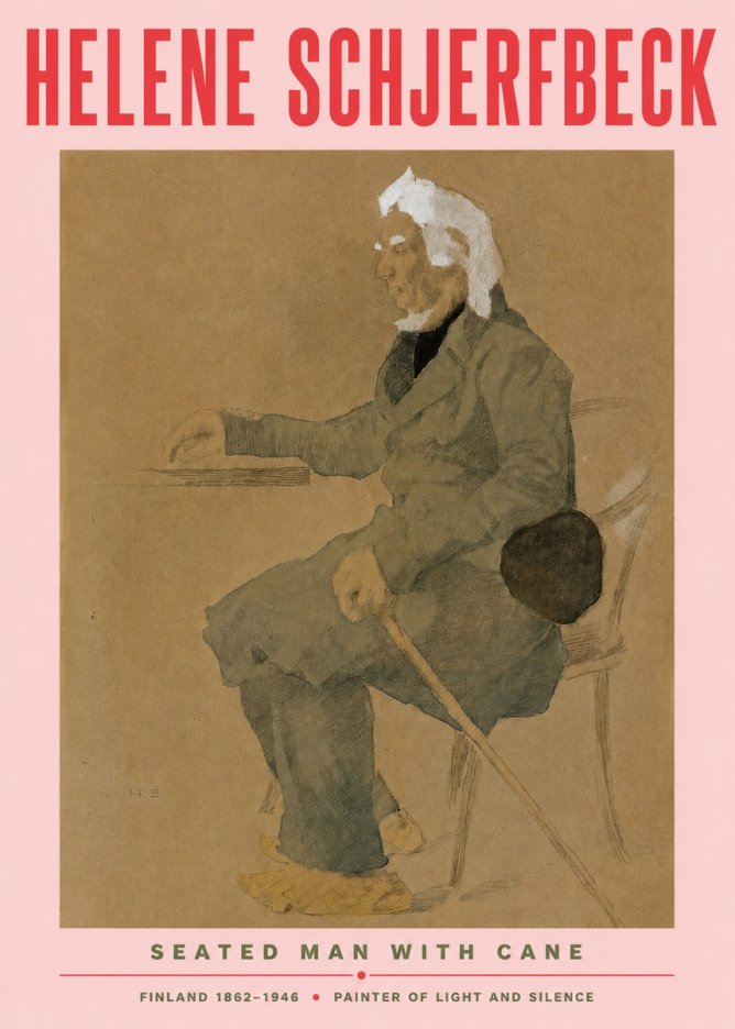 Helene Schjerfbeck Seated Man with Cane No3 - Poster