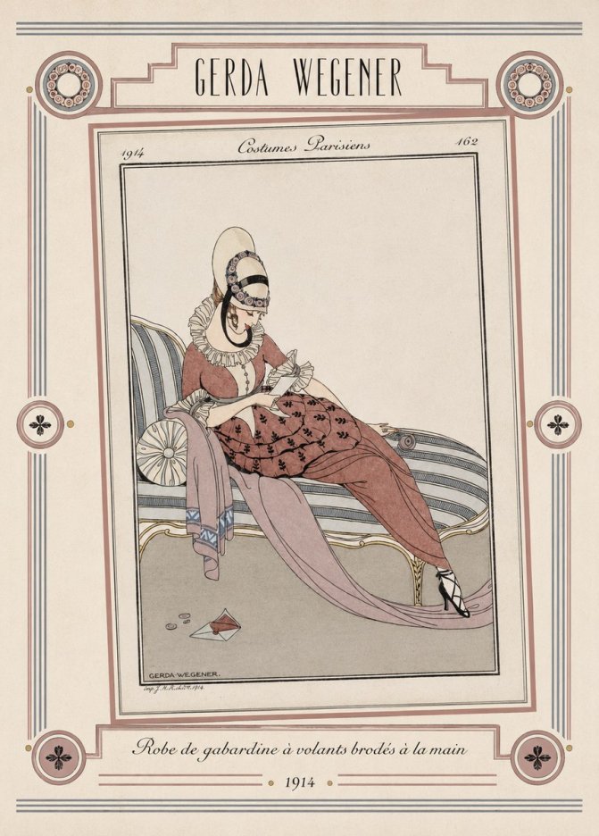 Gerda Wegener Robe De Gabardine À Volants Brodés À La Main II No5 - Poster