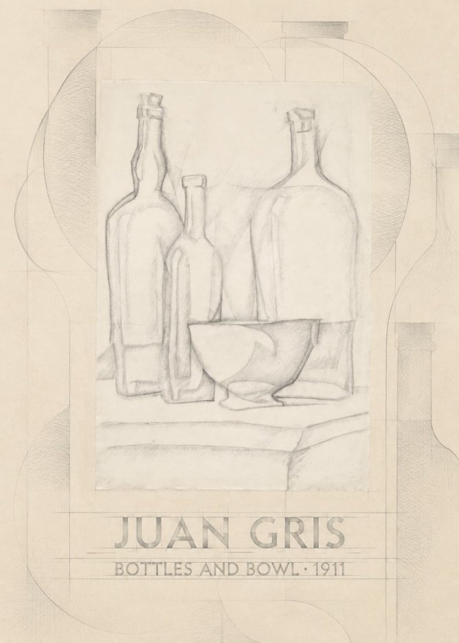 Juan Gris Bottles and Bowl No6 - Poster