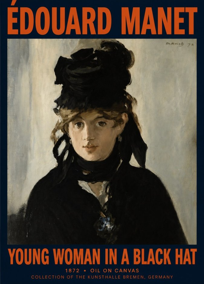 Édouard Manet Young Woman in a Black Hat I No2 - Poster