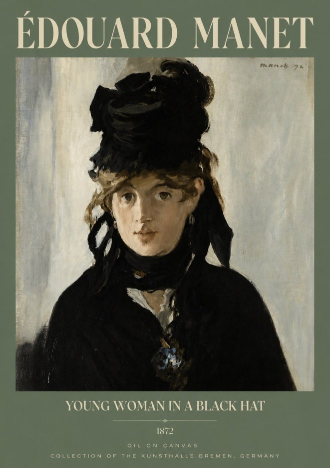 Édouard Manet Young Woman in a Black Hat I No3 - Poster