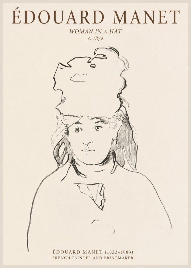 Édouard Manet Woman in a Hat No1 - Poster
