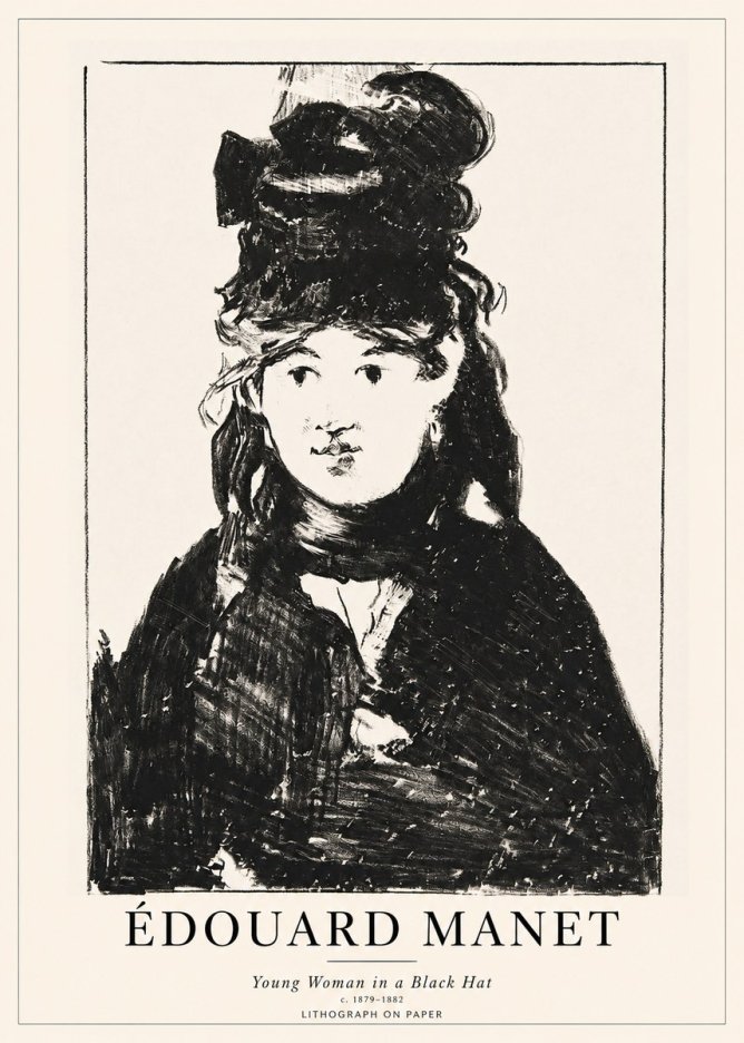 Édouard Manet Young Woman in a Black Hat II No1 - Poster