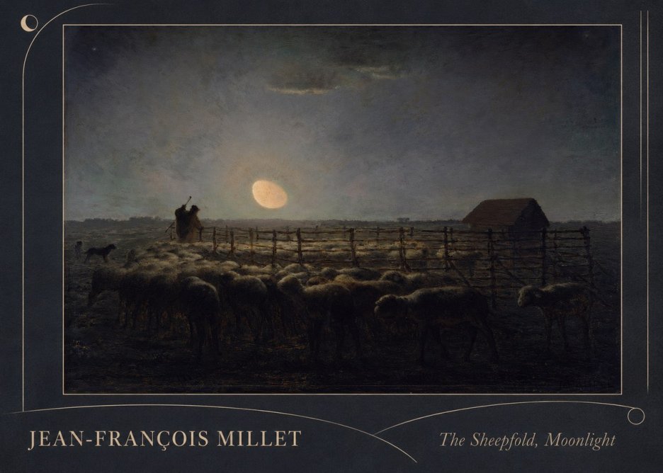 Jean-François Millet The Sheepfold, Moonlight No2 - Poster