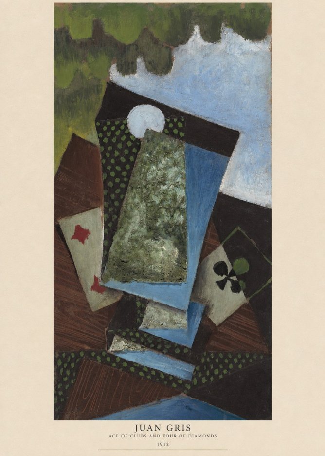 Juan Gris Ace of Clubs and Four of Diamonds No6 - Poster