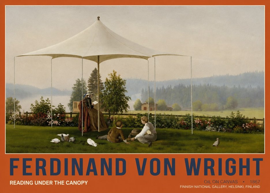 Ferdinand von Wright Reading Under the Canopy No2 - Poster