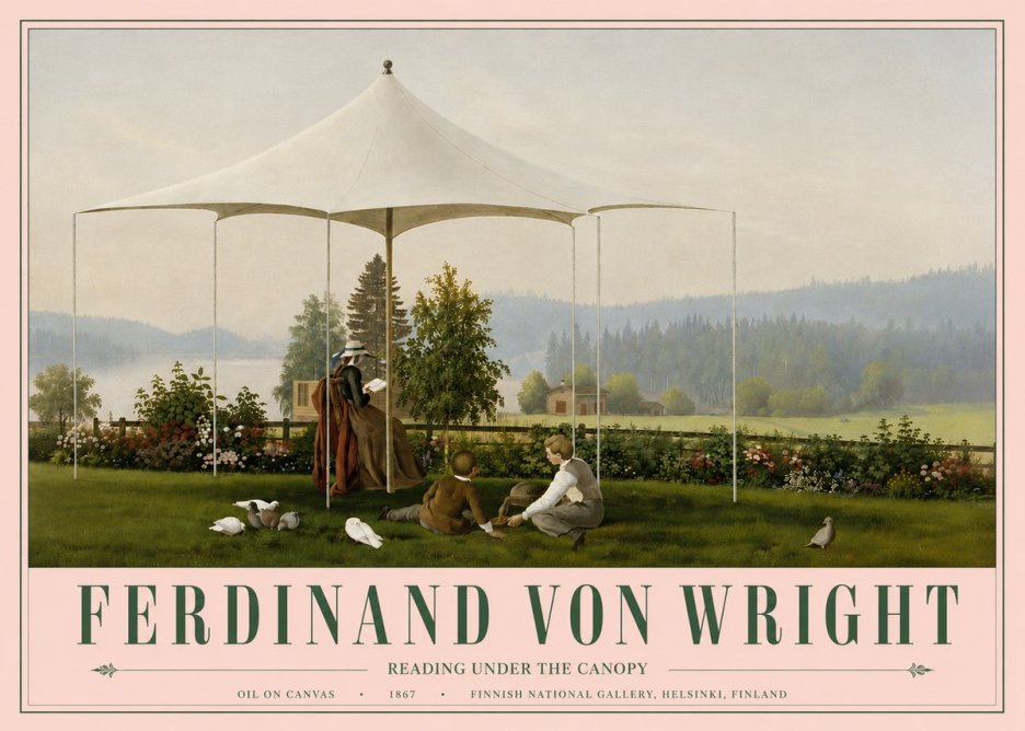 Ferdinand von Wright Reading Under the Canopy No6 - Poster