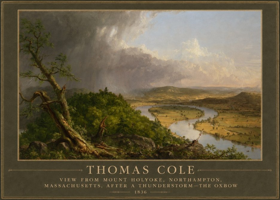 Thomas Cole View from Mount Holyoke, Northampton, Massachusetts, After a Thunderstorm—the Oxbow II No5 - Poster