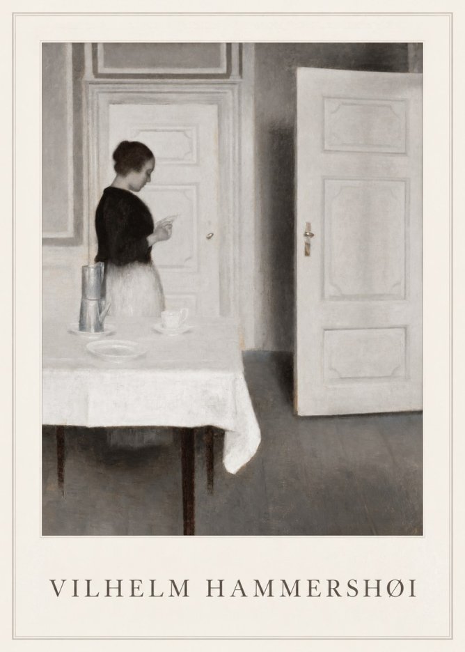 Vilhelm Hammershøi Interior with a Woman Reading a Letter No1 - Poster