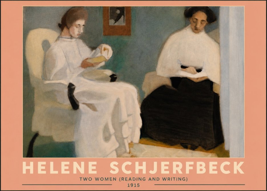 Helene Schjerfbeck Two Women (Reading and Writing) No5 - Poster