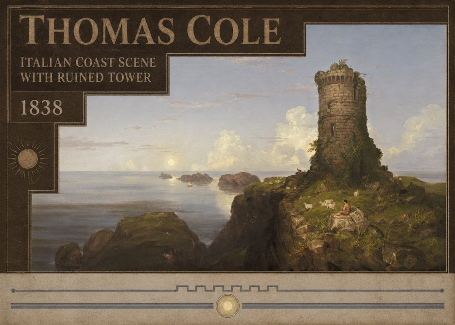 Thomas Cole Italian Coast Scene with Ruined Tower II No5 - Poster