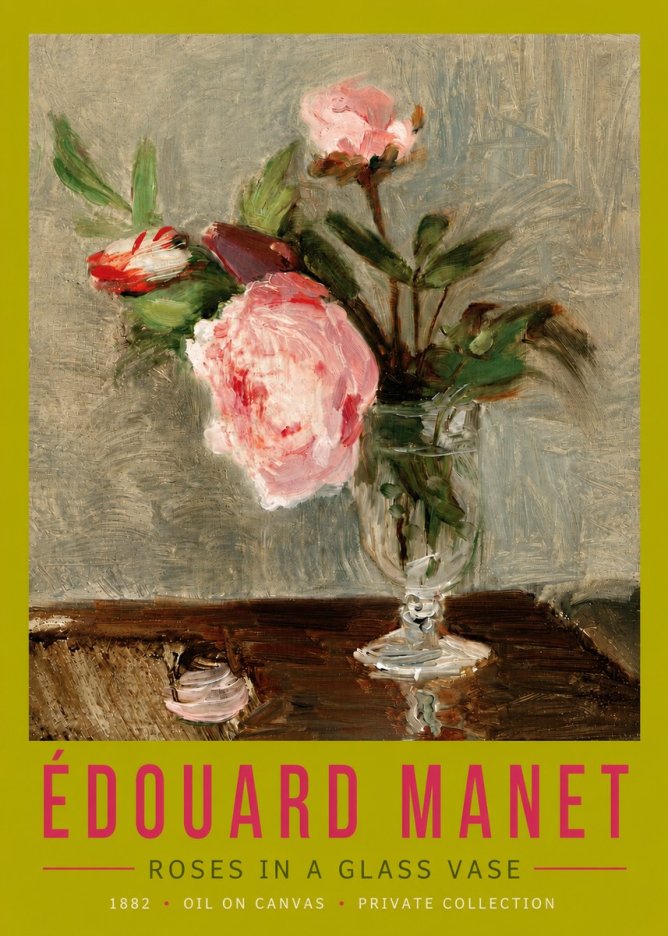 Édouard Manet Roses in a Glass Vase No5 - Poster