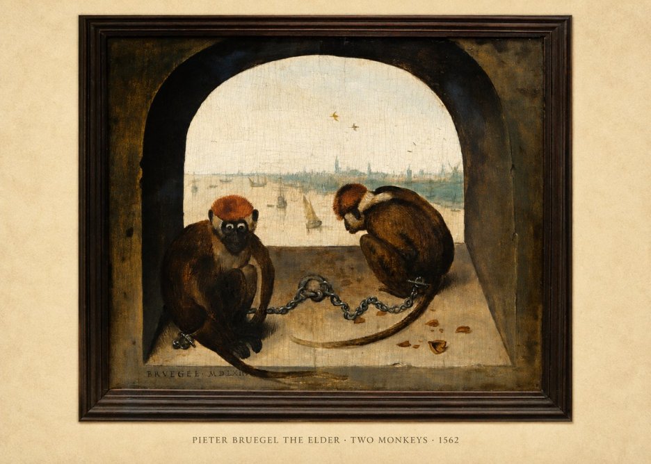 Pieter Bruegel Two Monkeys III No6 - Poster