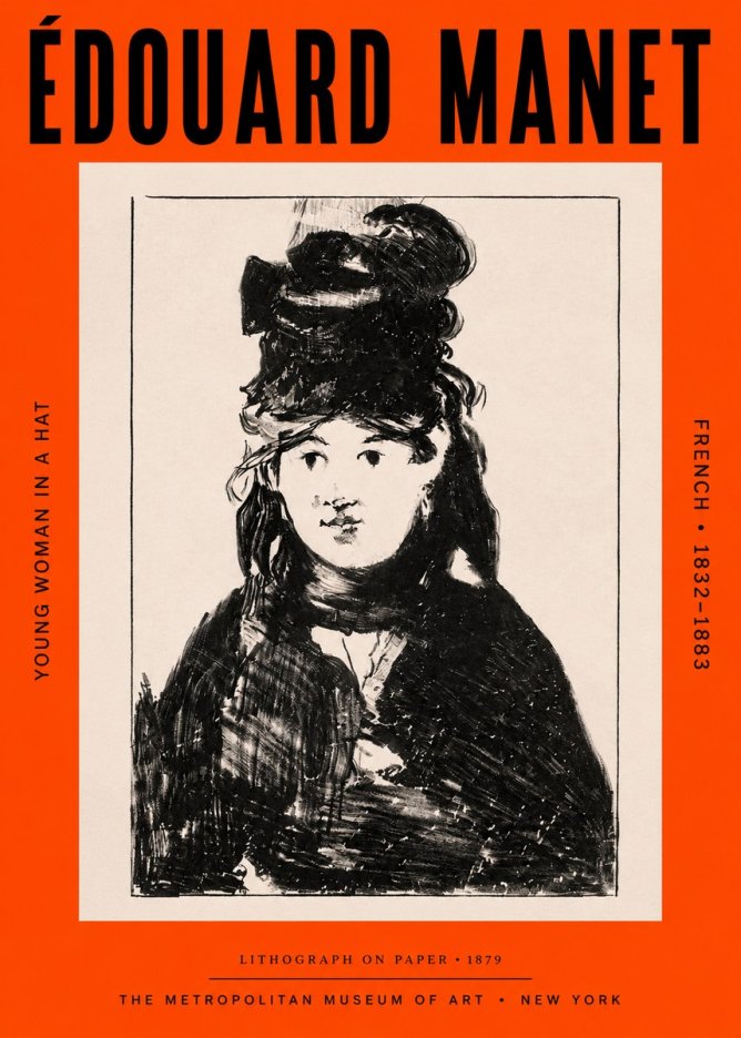 Édouard Manet Young Woman in a Hat II No3 - Poster