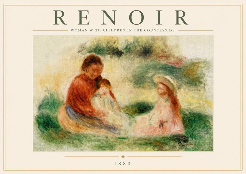 Renoir Woman with Children in the Countryside No5 - Poster