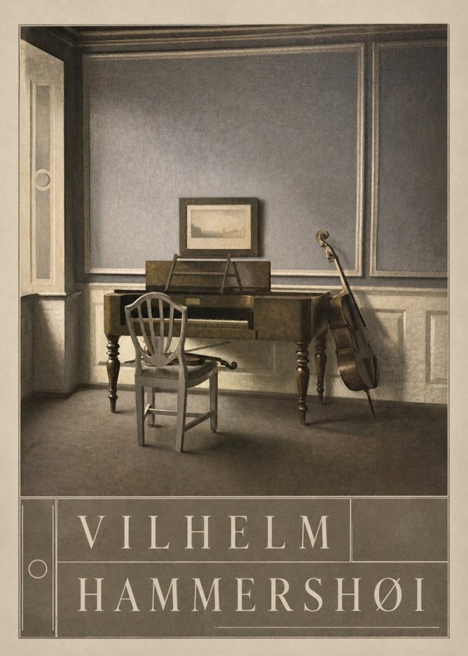 Vilhelm Hammershøi Interior with a Piano and a Cello No5 - Poster