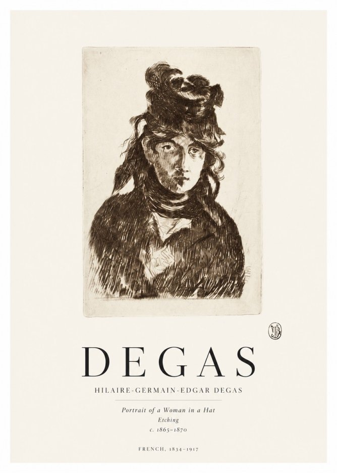 Edgar Degas Portrait of a Woman in a Hat No1 - Poster