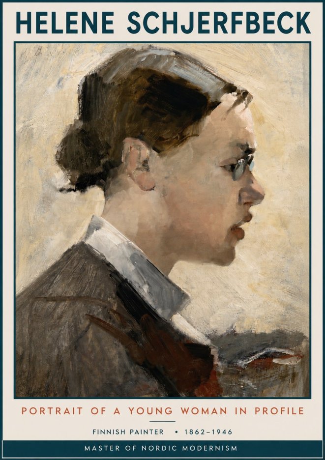 Helene Schjerfbeck Portrait of a Young Woman in Profile No3 - Poster
