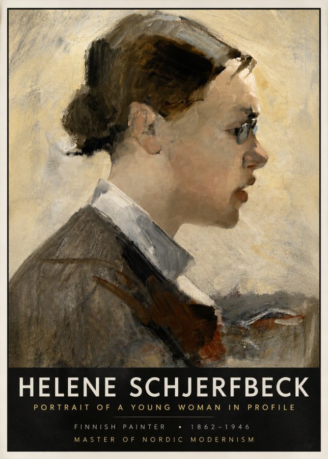 Helene Schjerfbeck Portrait of a Young Woman in Profile No6 - Poster