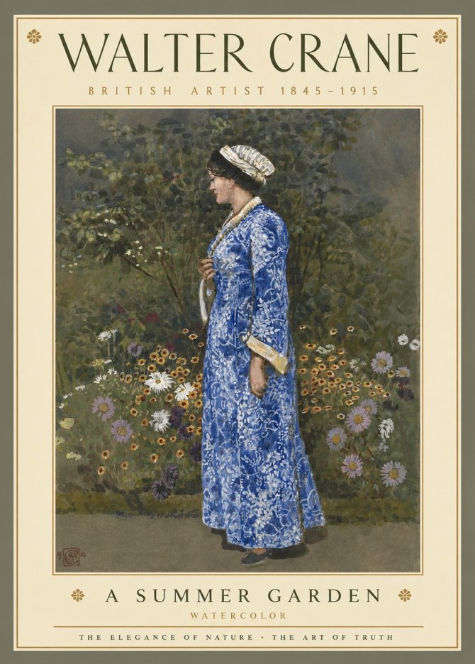Walter Crane A Summer Garden No3 - Poster
