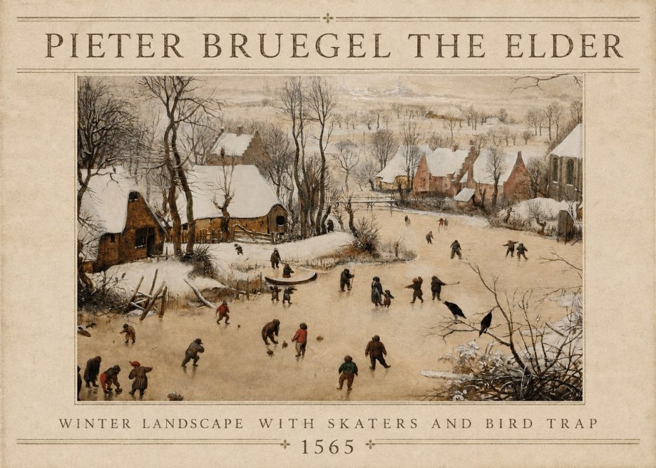 Pieter Bruegel Winter Landscape with Skaters and Bird Trap No4 - Poster