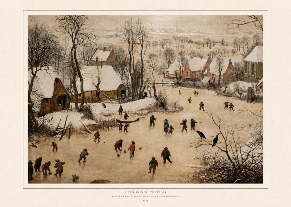 Pieter Bruegel Winter Landscape with Skaters and Bird Trap No6 - Poster