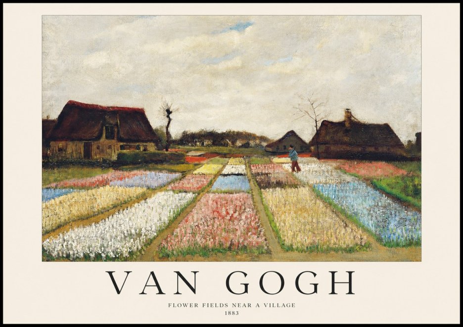 Van Gogh Flower Fields Near a Village No1 - Poster