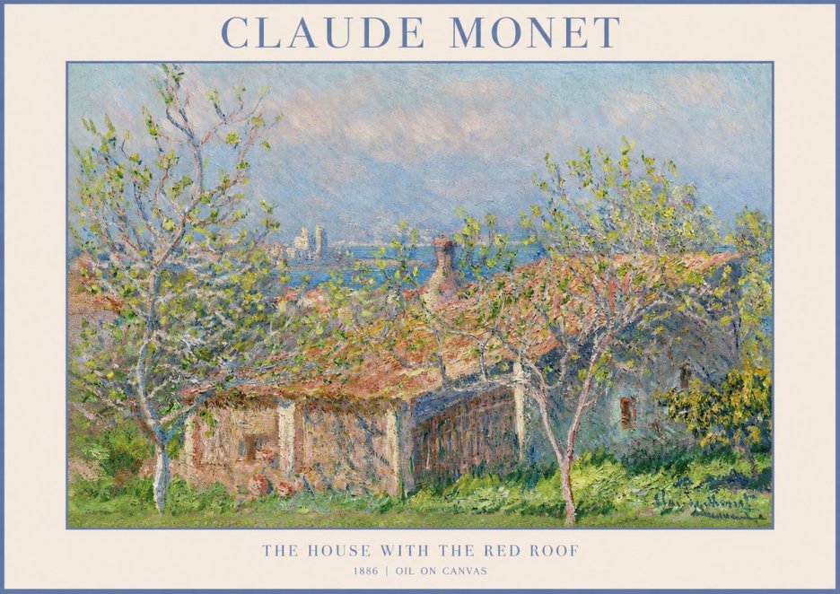 Monet The House with the Red Roof No1 - Poster