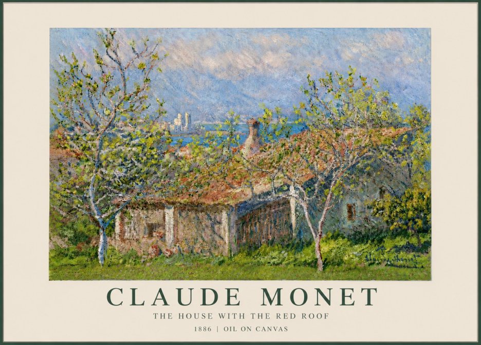 Monet The House with the Red Roof No6 - Poster